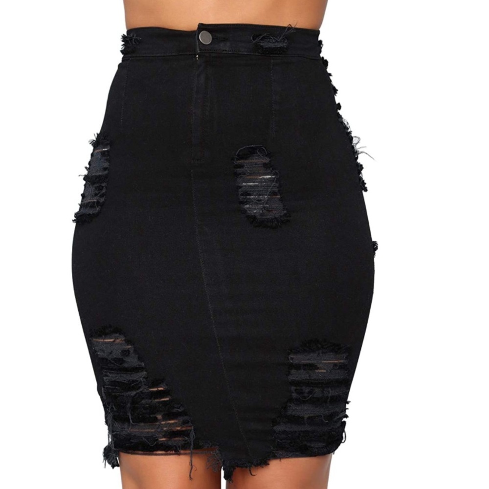 Women's Bodycon Ripped Denim Skirt